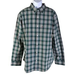 Levi's Button Down Shirt Mens XXL Green Plaid New Standard Fit Long Sleeve